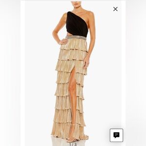 MAC DUGGAL GOLD AND BLACK DRESS WORN ONCE